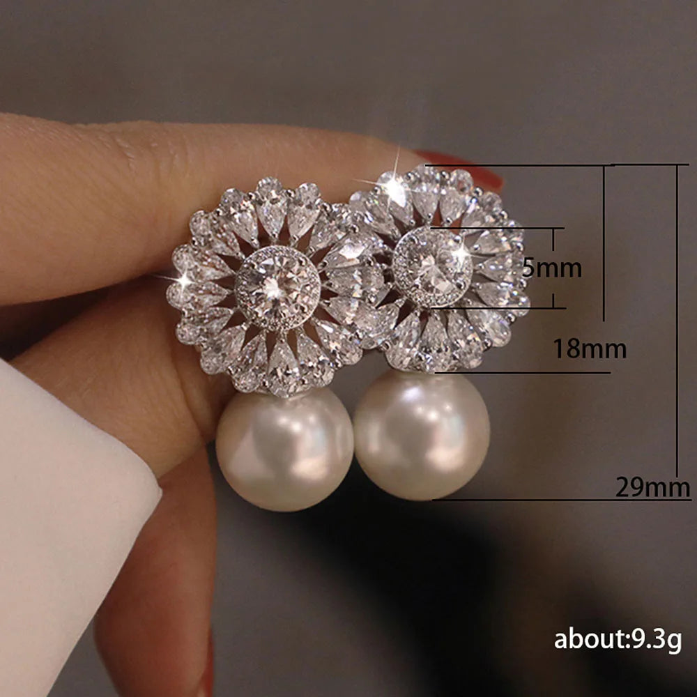 Huitan Romantic Women Stud Earrings Imitation Pearl Delicate Female Earring for Party Gift Top Quality Jewelry Dropshipping