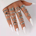 21PCS Cross-border New Punk-Style Butterfly Heart And Tai Chi design Multi-Element Snake Ring SSuits For Men And Women