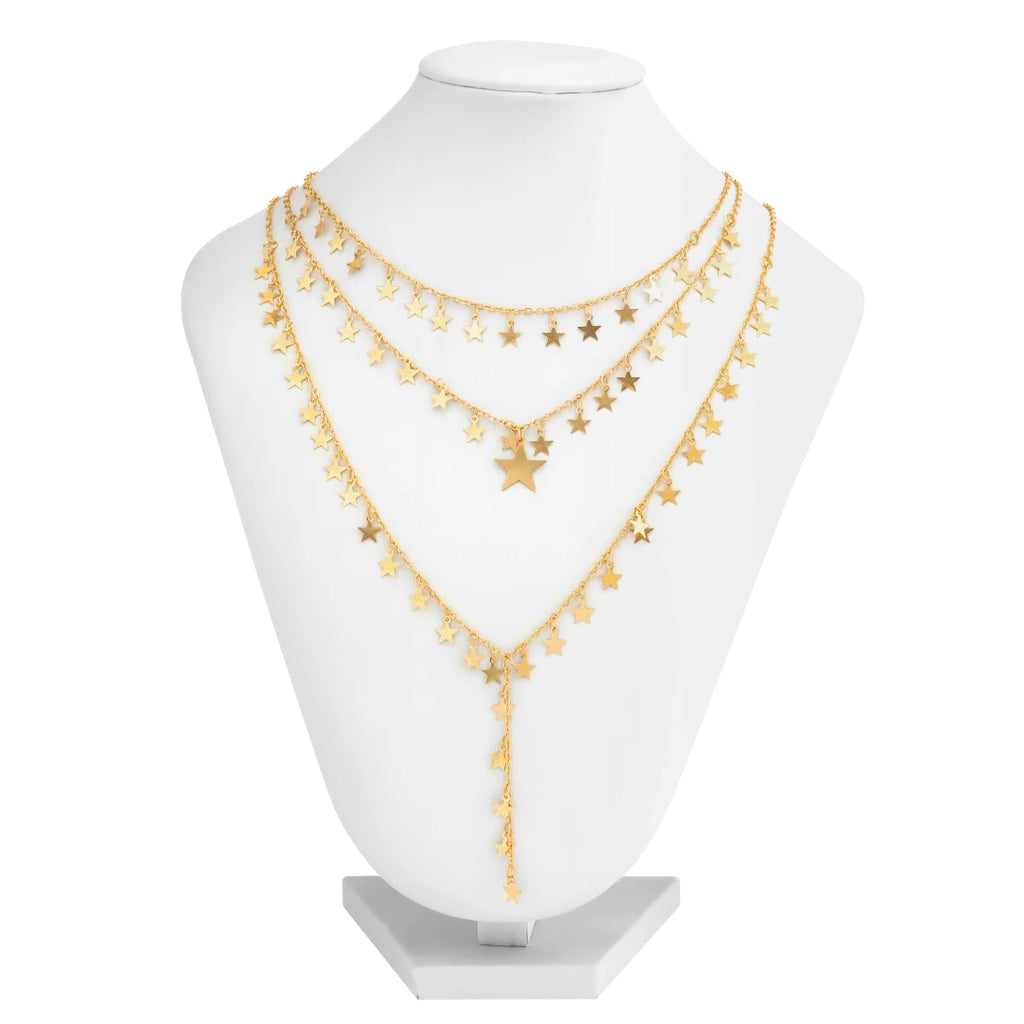 3Pcs/Set Sexy Goth Star Tassel Long Pendant Choker Necklace Women Wed Bridal Creative Gold Color Clavicle Chain Y2K Accessories
