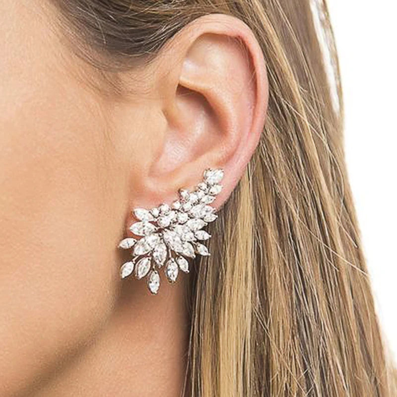 Huitan Sparkling Women's Cubic Zirconia Stud Earrings Gorgeous Female Wedding Party Fashion Ear Piercing Accessories New Jewelry