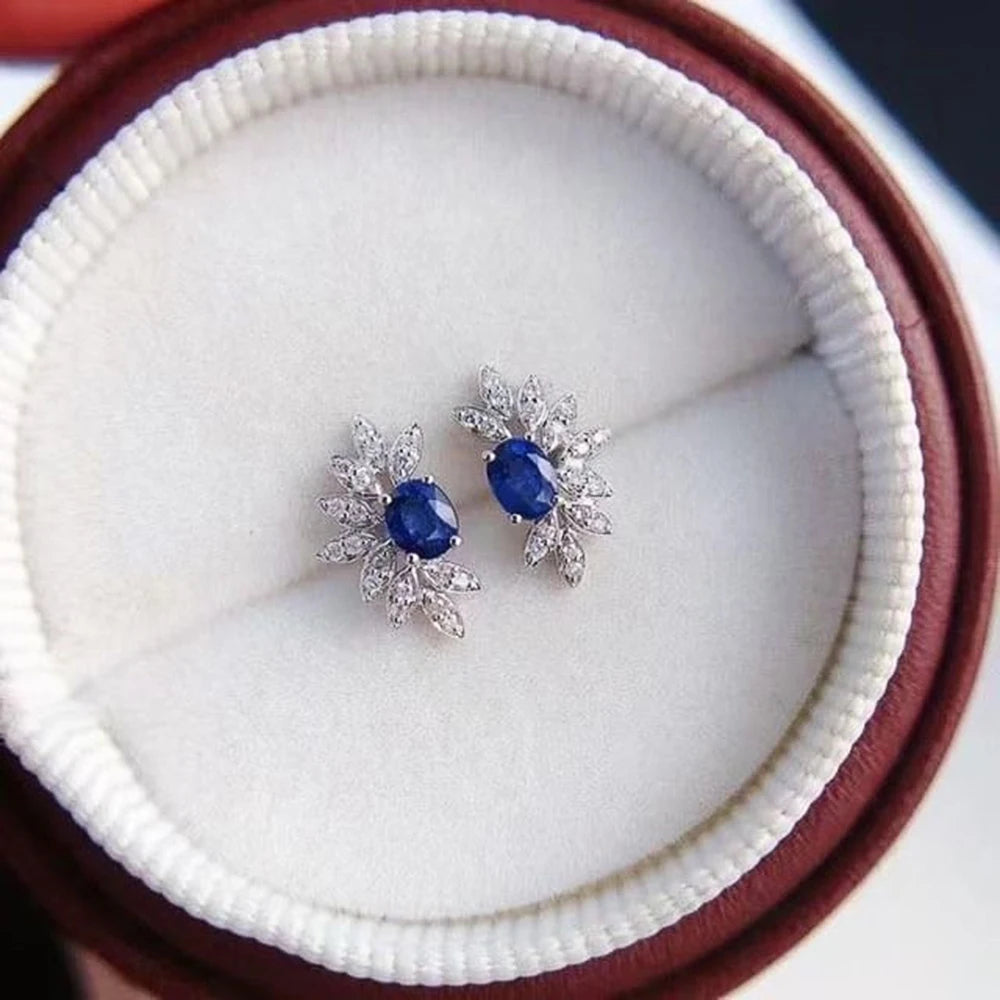 Huitan Gorgeous Blue Cubic Zircon Stud Earrings Temperament Ear Accessories Women for Engagement Wedding Party 2022 New Jewelry