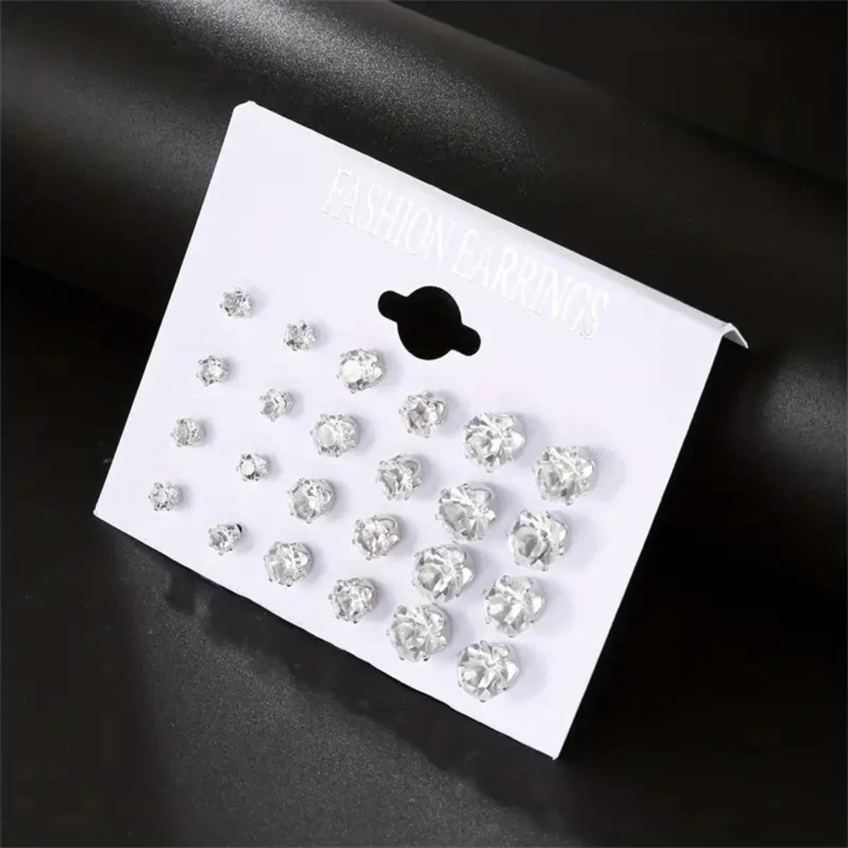 12 Pairs Set Stainless Steel Stud Earrings with Gemstone Buds Round Earrings Unisex