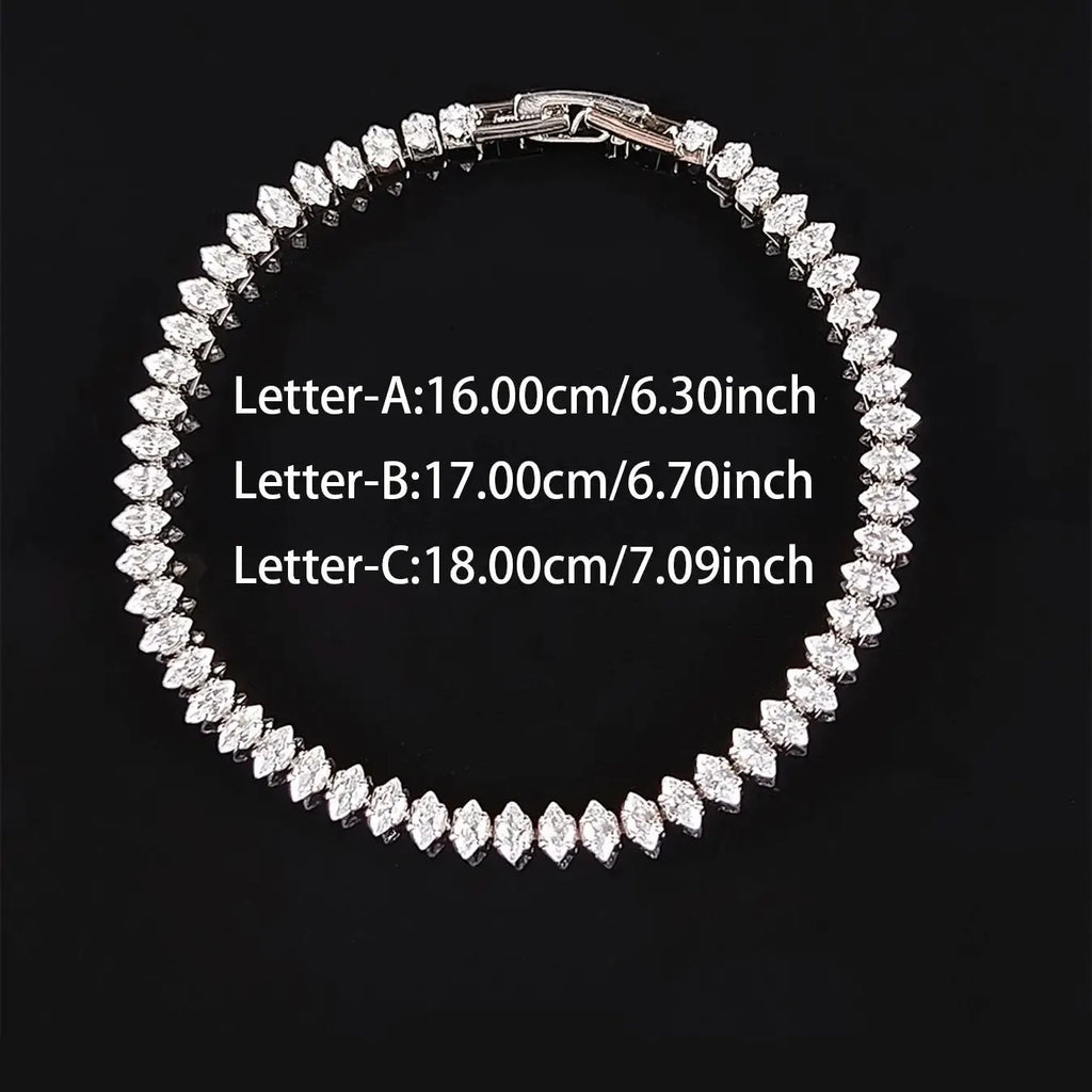 2024 New Marquise Oval Square Cut Luxury Silver Color on Hand Tennis Bracelet Bangle for Women Party Gift Jewelry S7062