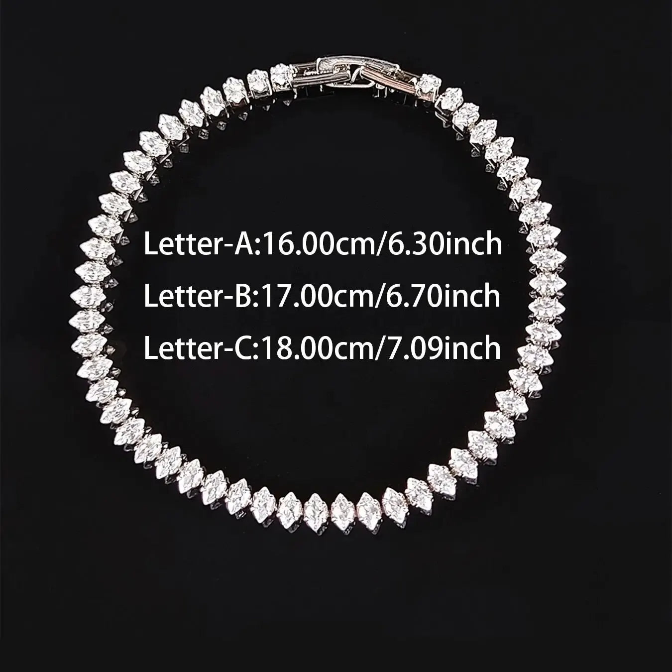 2024 New Marquise Oval Square Cut Luxury Silver Color on Hand Tennis Bracelet Bangle for Women Party Gift Jewelry S7062