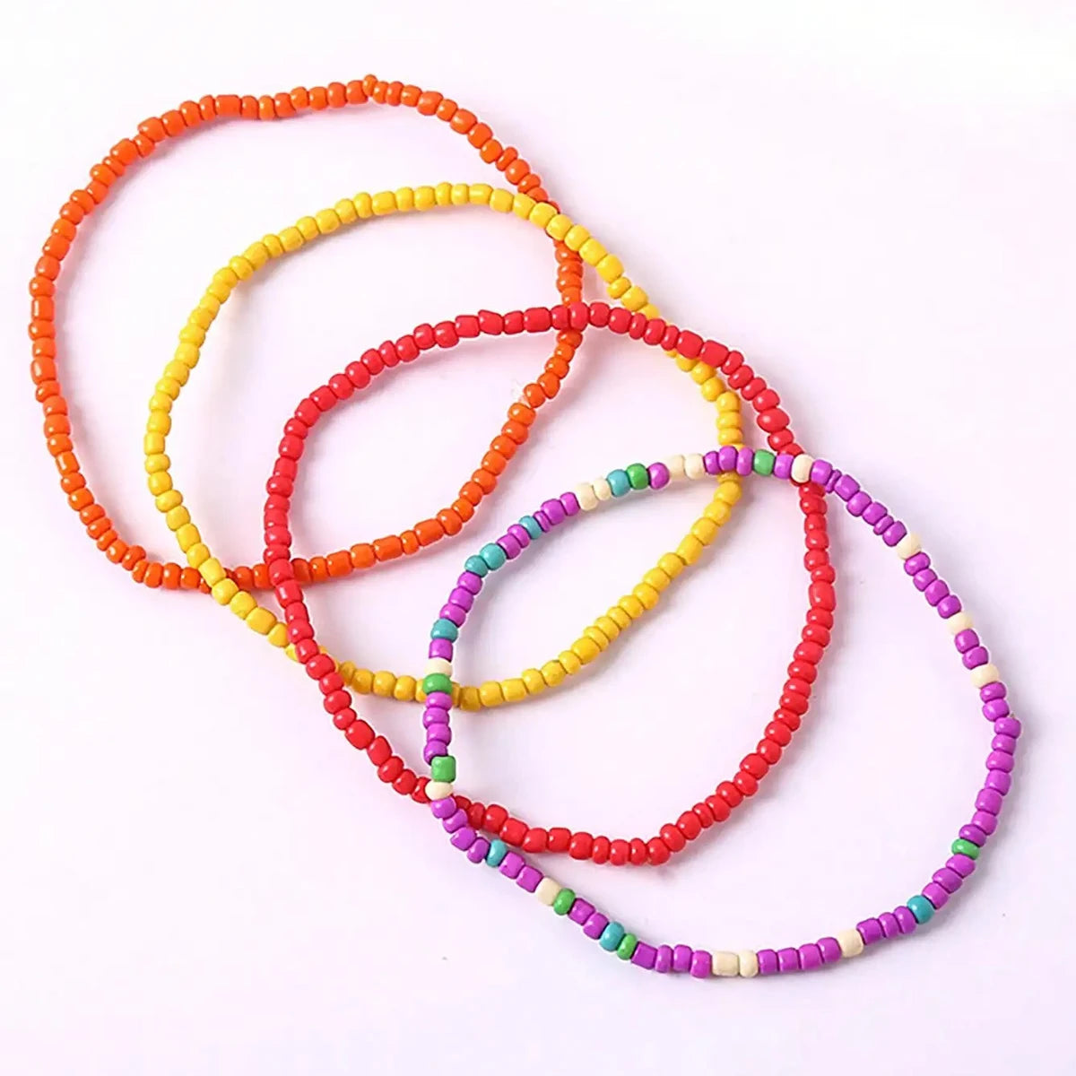 17Pcs Random Color Mixing Elastic Beaded Bracelets Bohemian Stackable Beaded Stretch Bracelets Colorful Boho Beach Bracelet Set