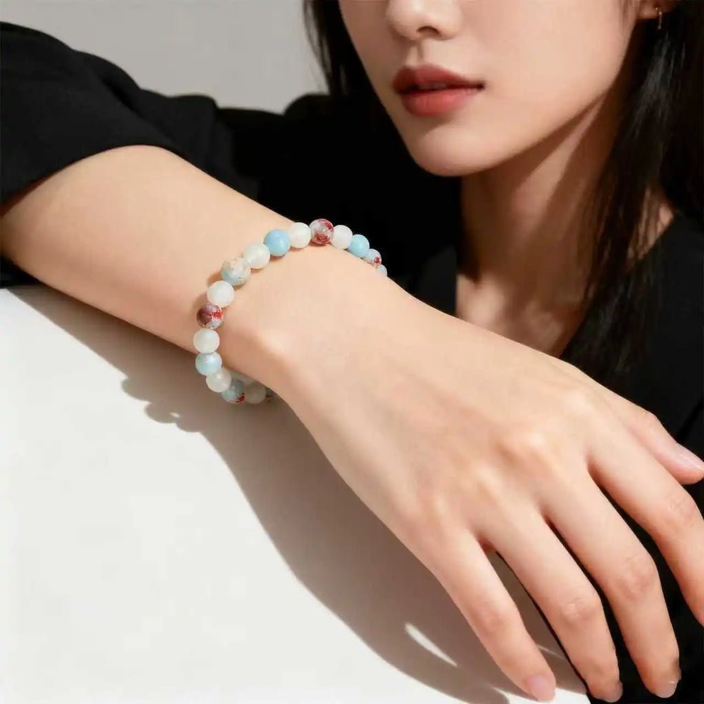 Halo Quartz and Ocean Sediment Beaded Bracelet Unisex Shoushan Stone Refreshing Purifying Magnetic Field jewelry beads