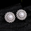 ZAKOL Luxury AAA Zircon Round Pearl Earrings for Women Irregular Stud Earring Temperament Wedding Party Jewelry
