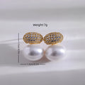 UILZ Fashion Oval Imitation Pearl Stud Earrings for Women Geometric Cubic Zirconia Elegant Bridal Earring Wedding Jewelry