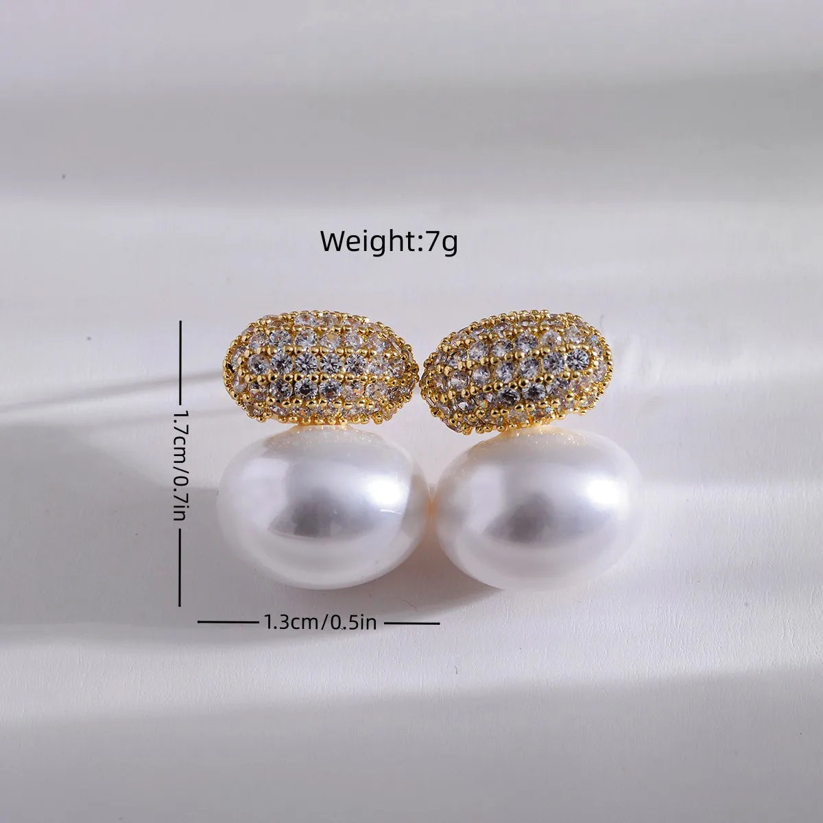 UILZ Fashion Oval Imitation Pearl Stud Earrings for Women Geometric Cubic Zirconia Elegant Bridal Earring Wedding Jewelry