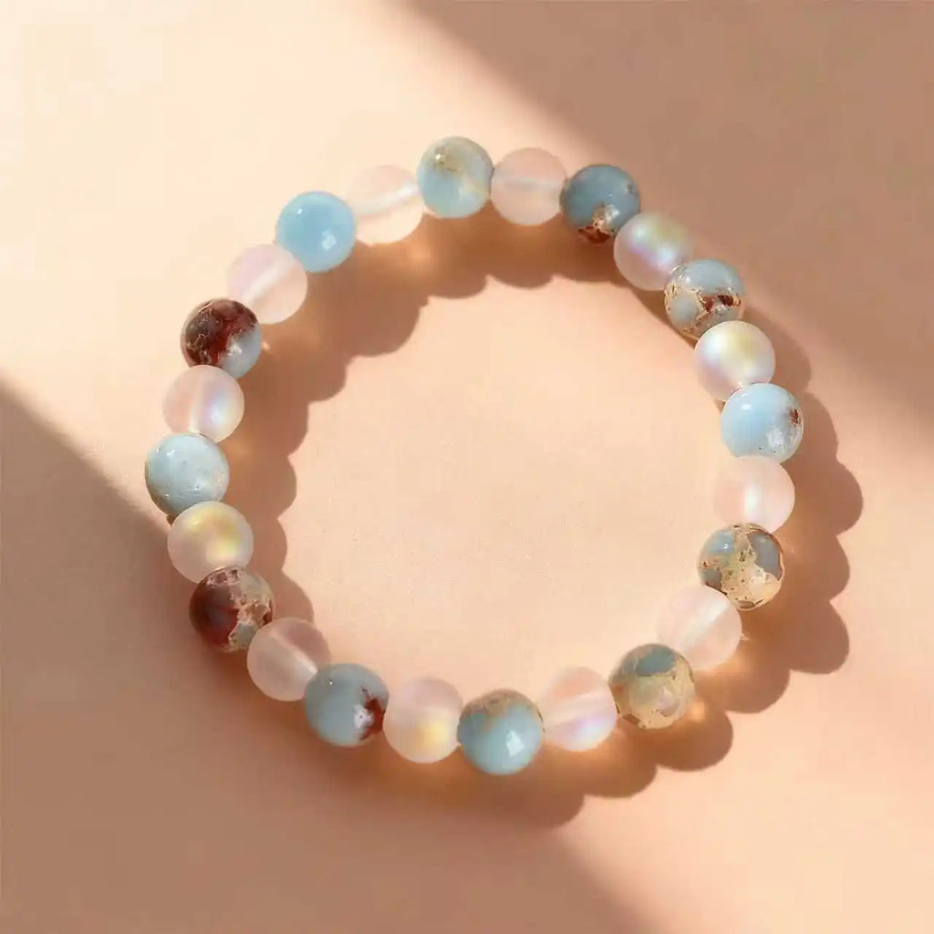 Halo Quartz and Ocean Sediment Beaded Bracelet Unisex Shoushan Stone Refreshing Purifying Magnetic Field jewelry beads