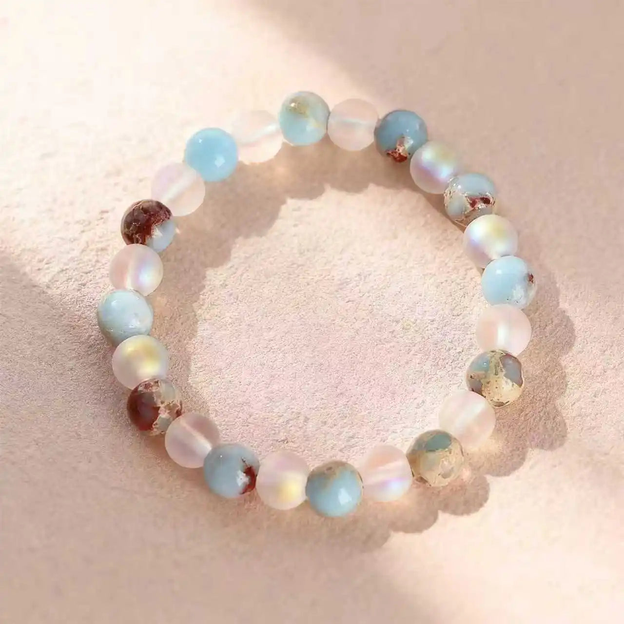 Halo Quartz and Ocean Sediment Beaded Bracelet Unisex Shoushan Stone Refreshing Purifying Magnetic Field jewelry beads