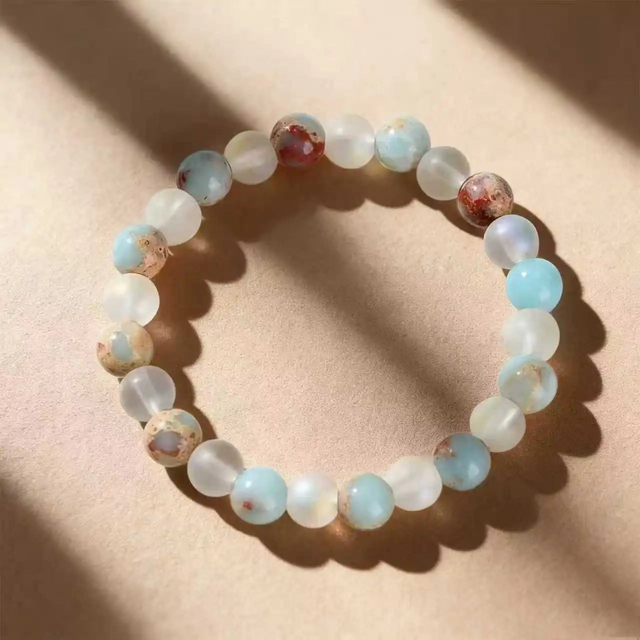 Halo Quartz and Ocean Sediment Beaded Bracelet Unisex Shoushan Stone Refreshing Purifying Magnetic Field jewelry beads