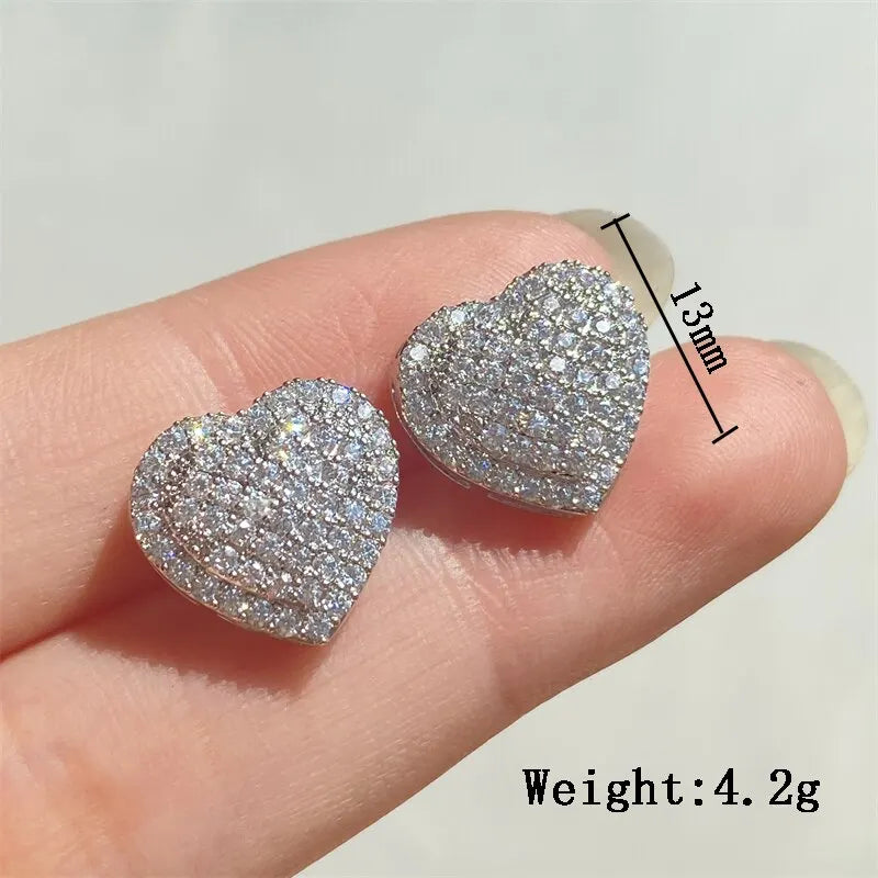 ZAKOL Loving Heart Zirconia Stud Earrings For Women Girls Silver Color Metal Crystal Ears Accessories Wedding Jewelry Gifts