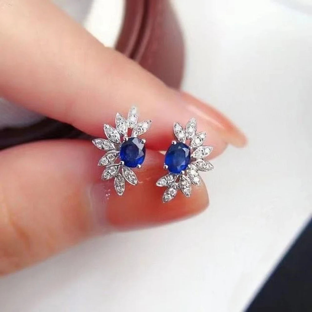 Huitan Gorgeous Blue Cubic Zircon Stud Earrings Temperament Ear Accessories Women for Engagement Wedding Party 2022 New Jewelry
