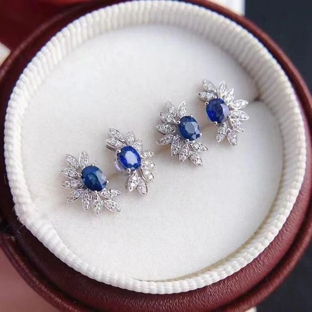 Huitan Gorgeous Blue Cubic Zircon Stud Earrings Temperament Ear Accessories Women for Engagement Wedding Party 2022 New Jewelry
