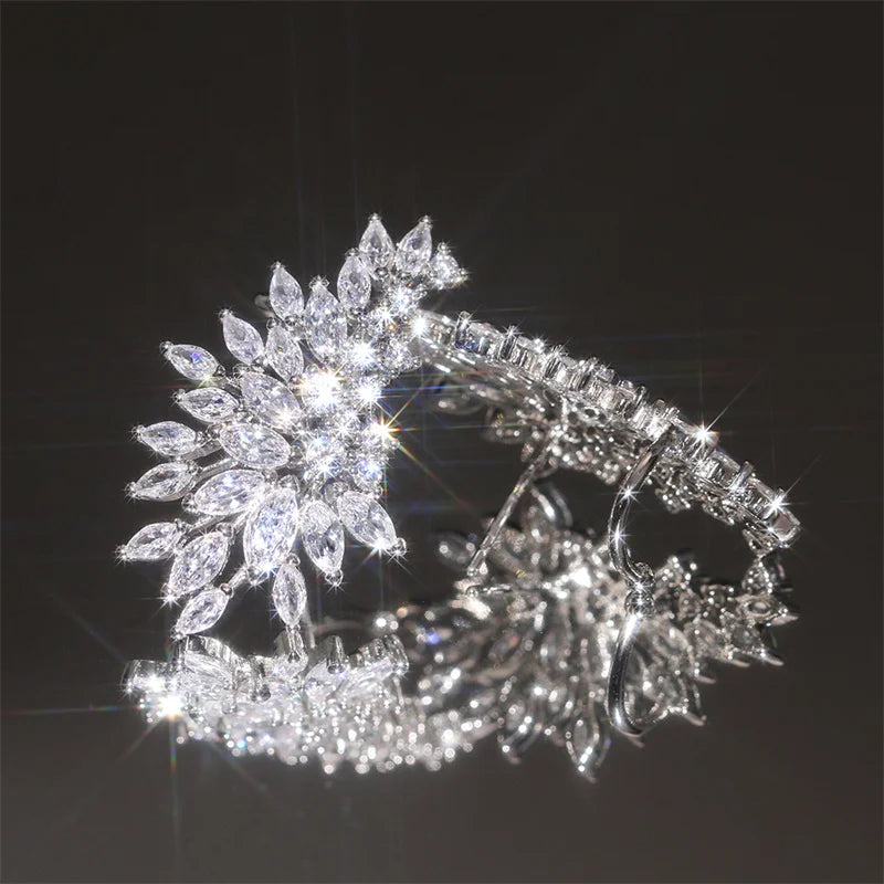 Huitan Gorgeous Women's Stud Earrings Full with Dazzling CZ Stone Sparkling Ear Piercing Earrings Party Jewelry Drop Shipping