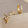 3PCS Stainless Steel Huggies Star Hoop Earrings Set for Women Trendy Zircon Pendant Gold Color Statement Piercing Jewelry Aretes