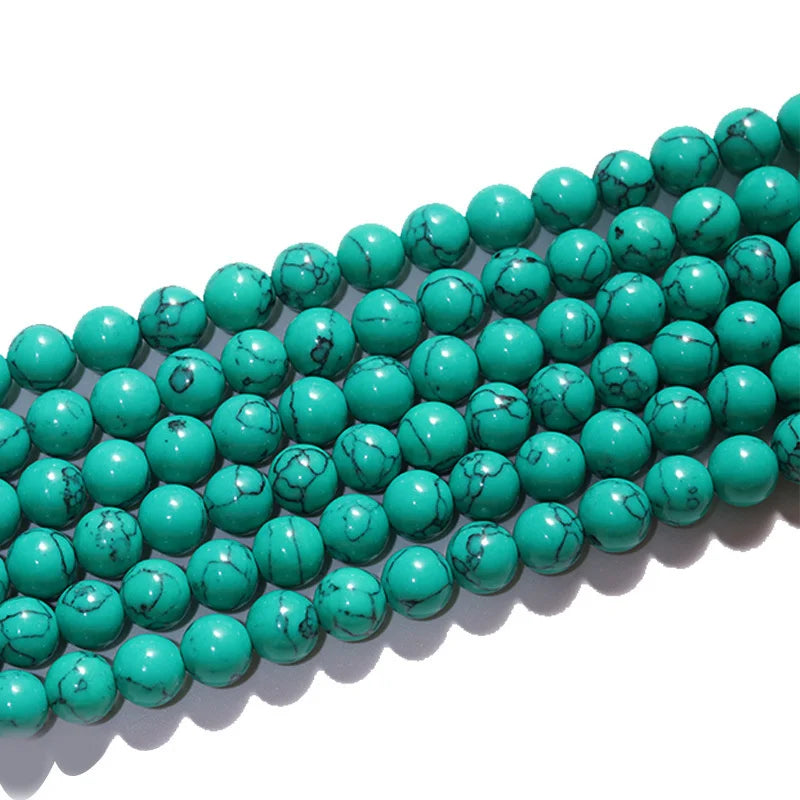 Natural Stones Round Shape Loose Mineral Green Turquoises Rondelle Beads for Jewelry DIY Making Bracelet Earrings Accessories