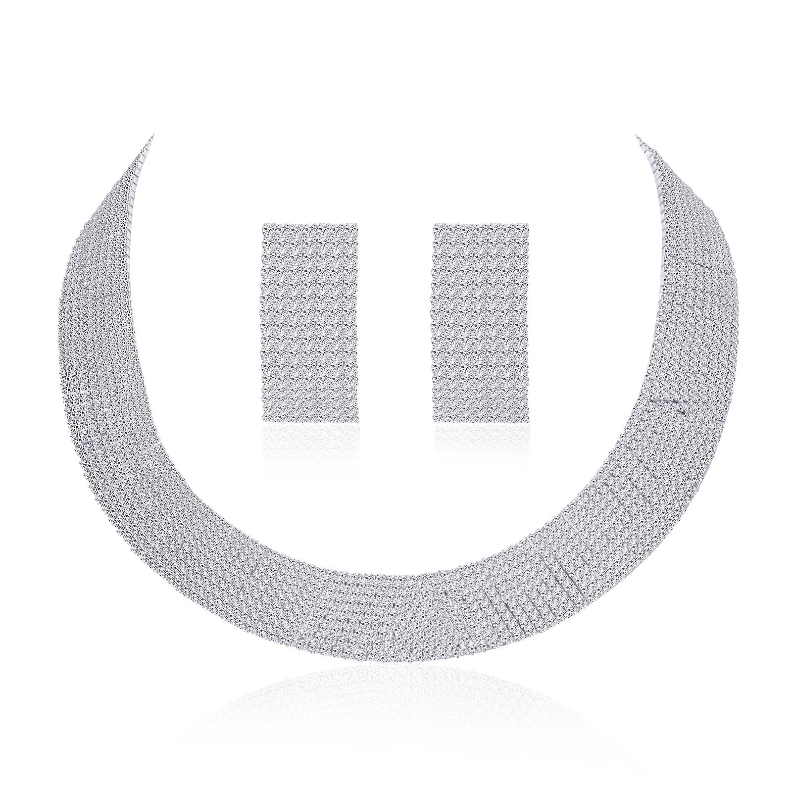 3pcs Women's Jewelry Set Rhinestone Earrings Necklace New Wedding Party Luxury Fashion Accessories