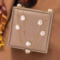 316L Stainless Steel 2in1 Large Pearl Pendant Necklace For Women New Trend Girls Neck Jewelry Chain Party Wedding Gift