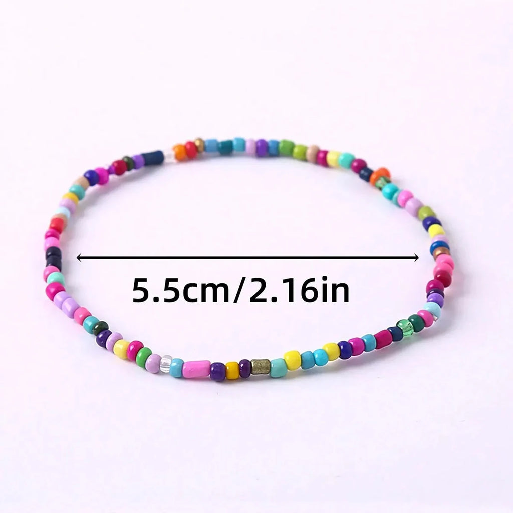 17Pcs Random Color Mixing Elastic Beaded Bracelets Bohemian Stackable Beaded Stretch Bracelets Colorful Boho Beach Bracelet Set